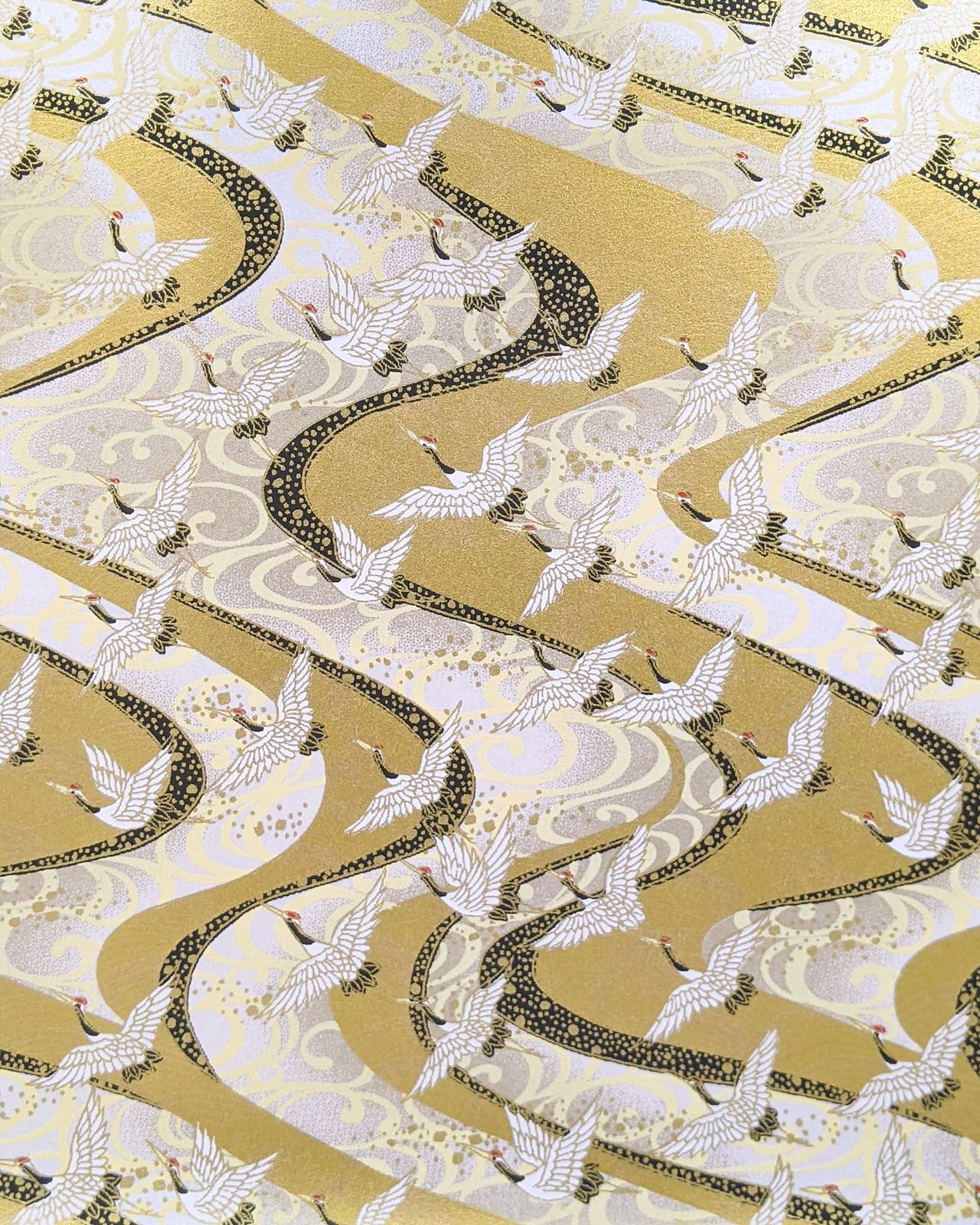 1029 Cranes on Gold & Ivory