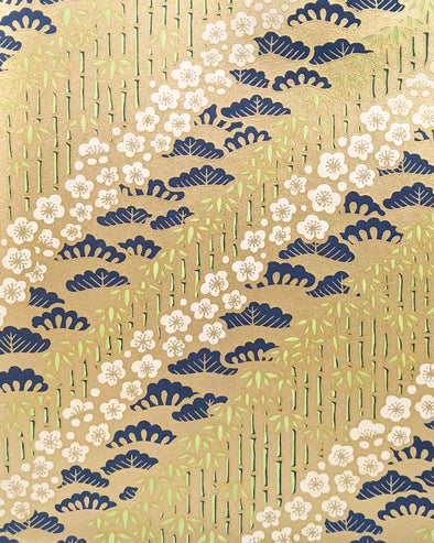 1030 Plum Blossoms & Bamboos on Gold