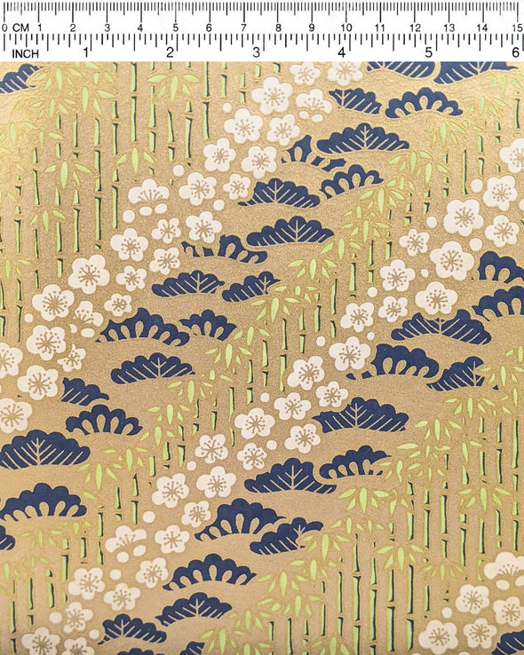 1030 Plum Blossoms & Bamboos on Gold