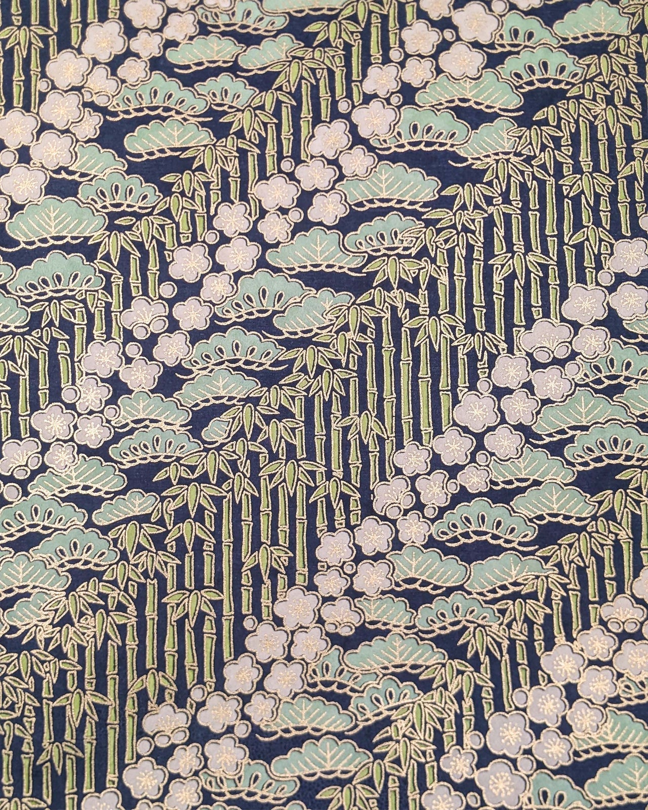 1031 Plum Blossoms & Bamboo on Blue