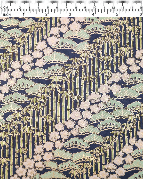 1031 Plum Blossoms & Bamboo on Blue