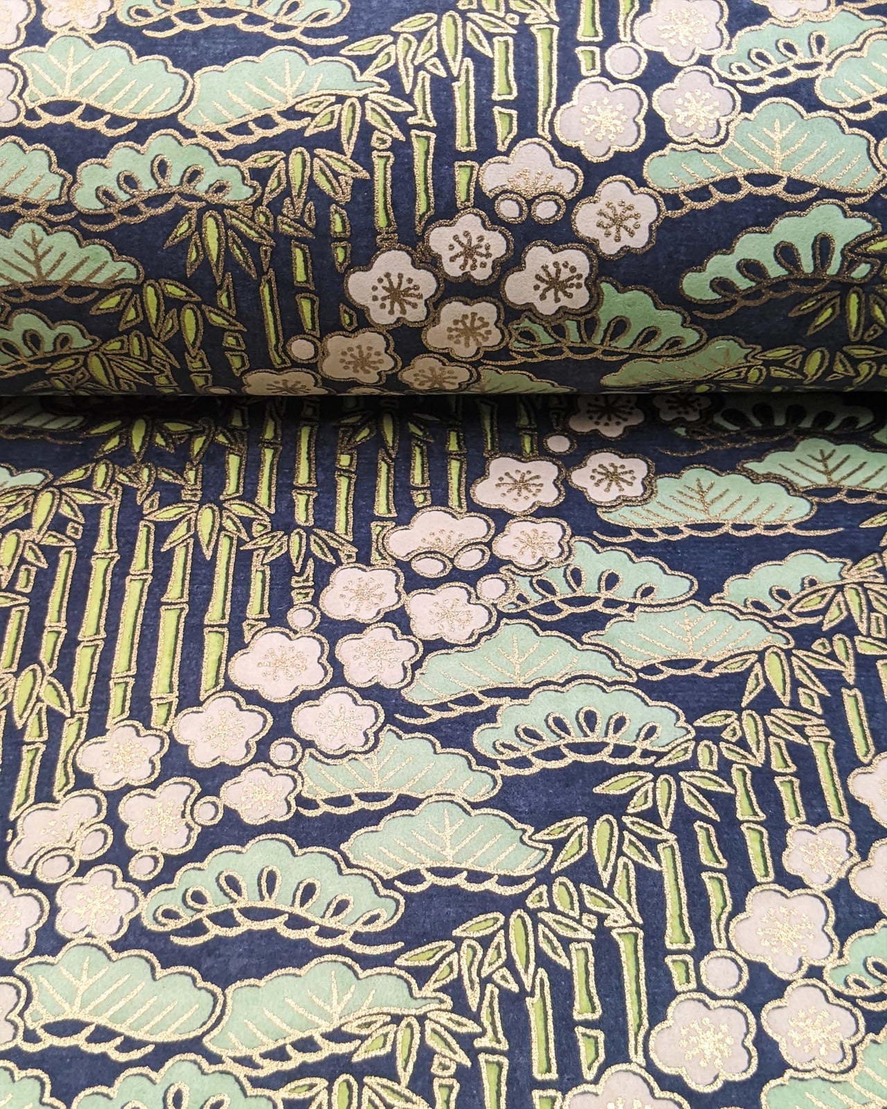 1031 Plum Blossoms & Bamboo on Blue