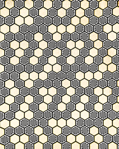 1044 Black & Gold Hexagons