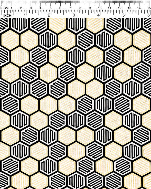 1044 Black & Gold Hexagons