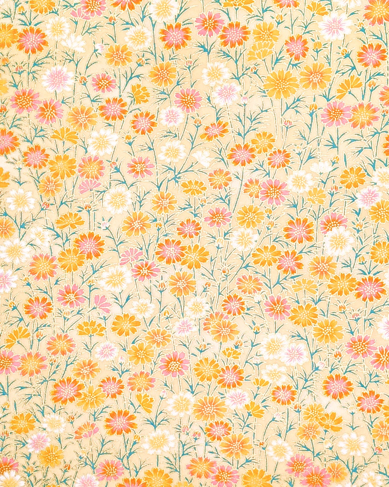 1046 Orange Flower Stalks on Beige