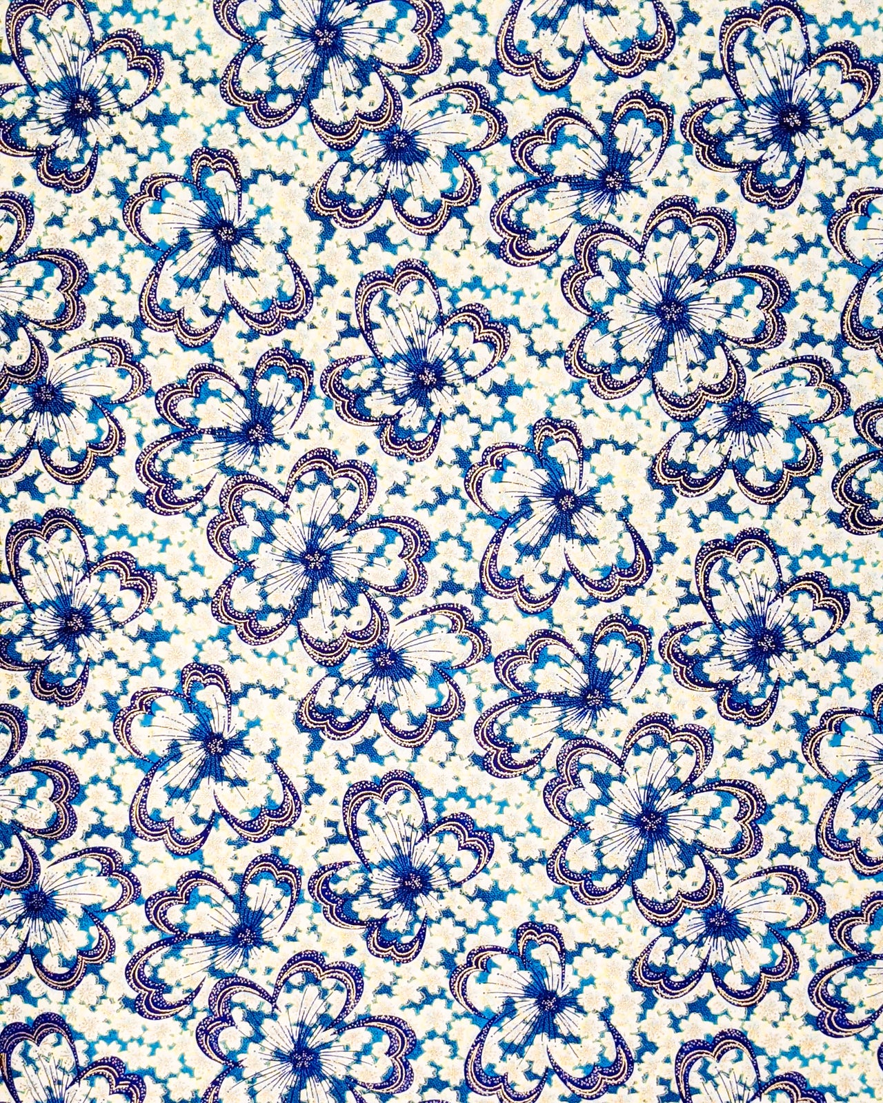 1047 Blue & Gold Cherry Blossoms