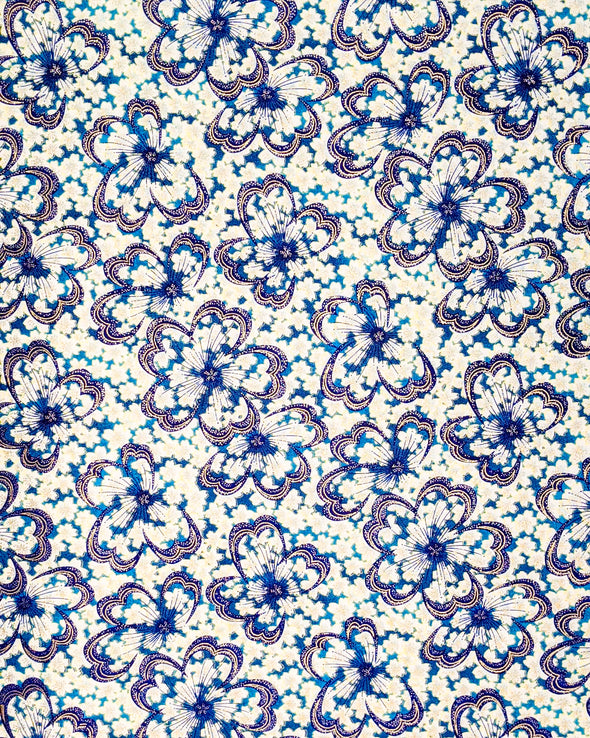 1047 Blue & Gold Cherry Blossoms