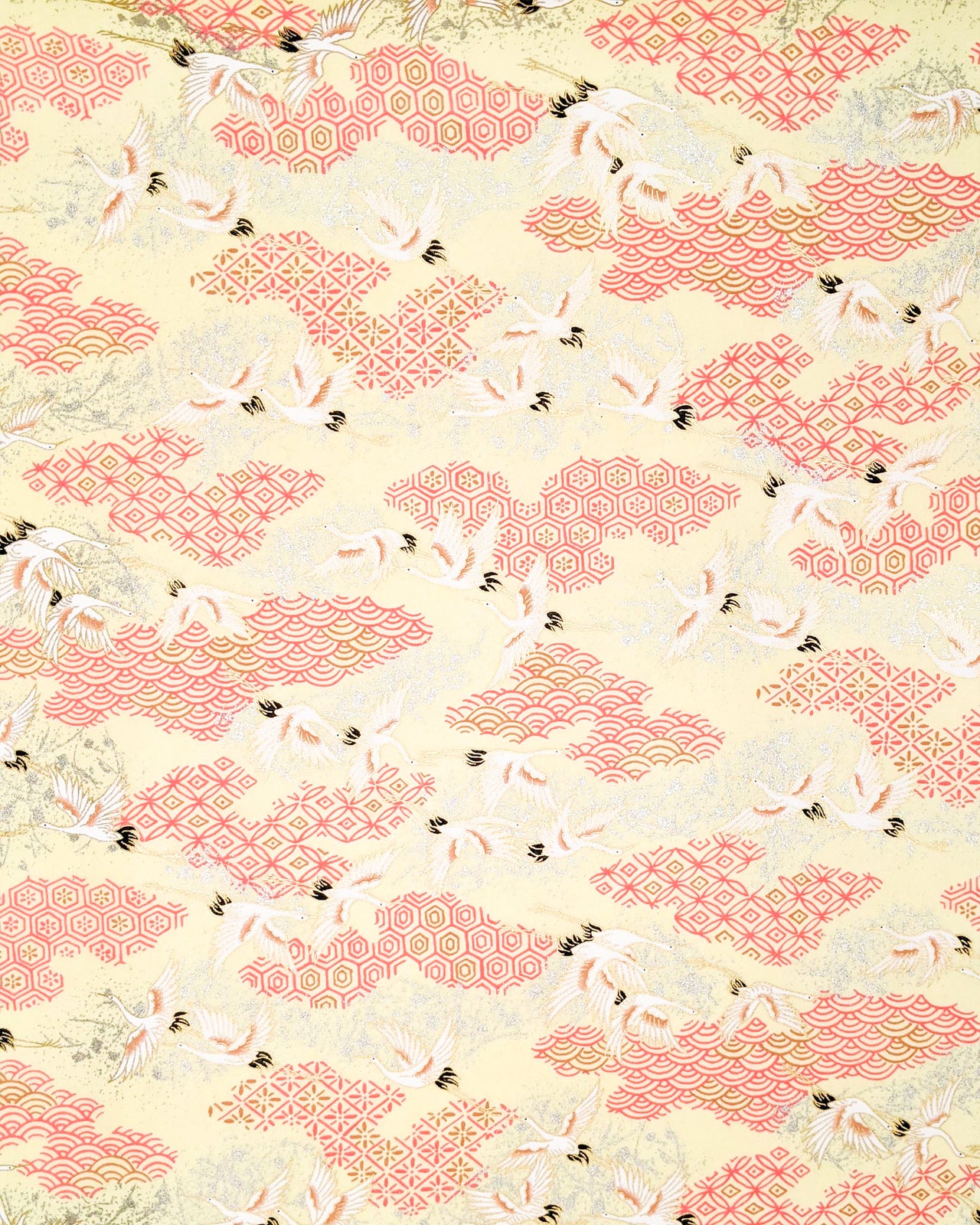 1048 Flying Cranes on Cream