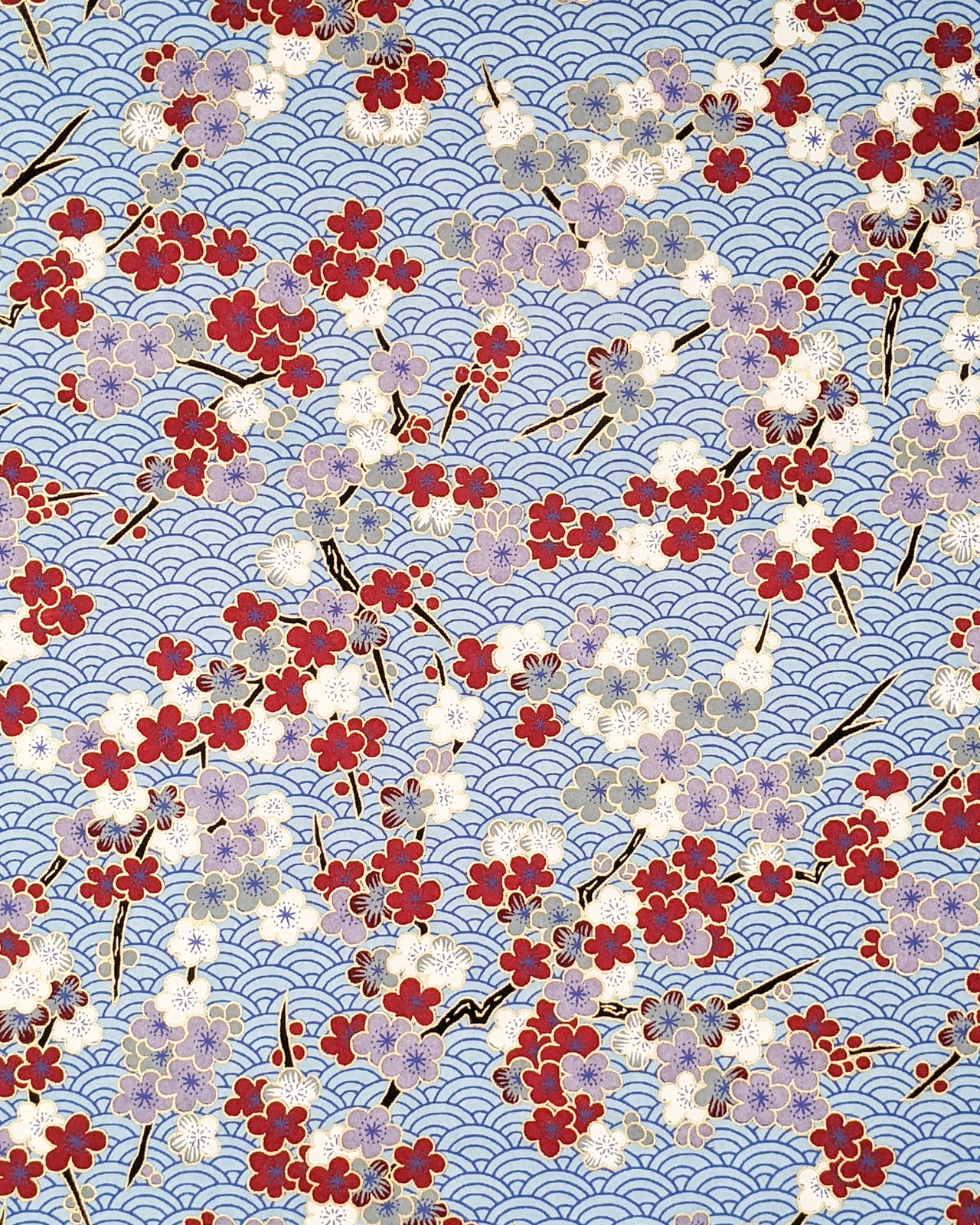 1049 Plum Blossoms on Blue Seigaiha