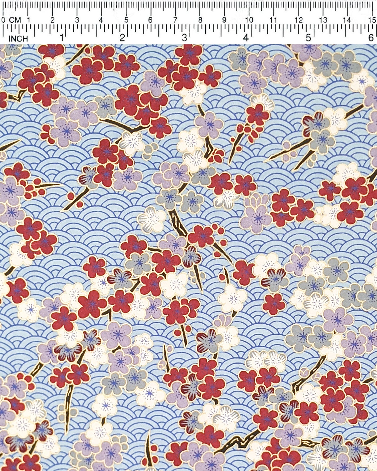 1049 Plum Blossoms on Blue Seigaiha