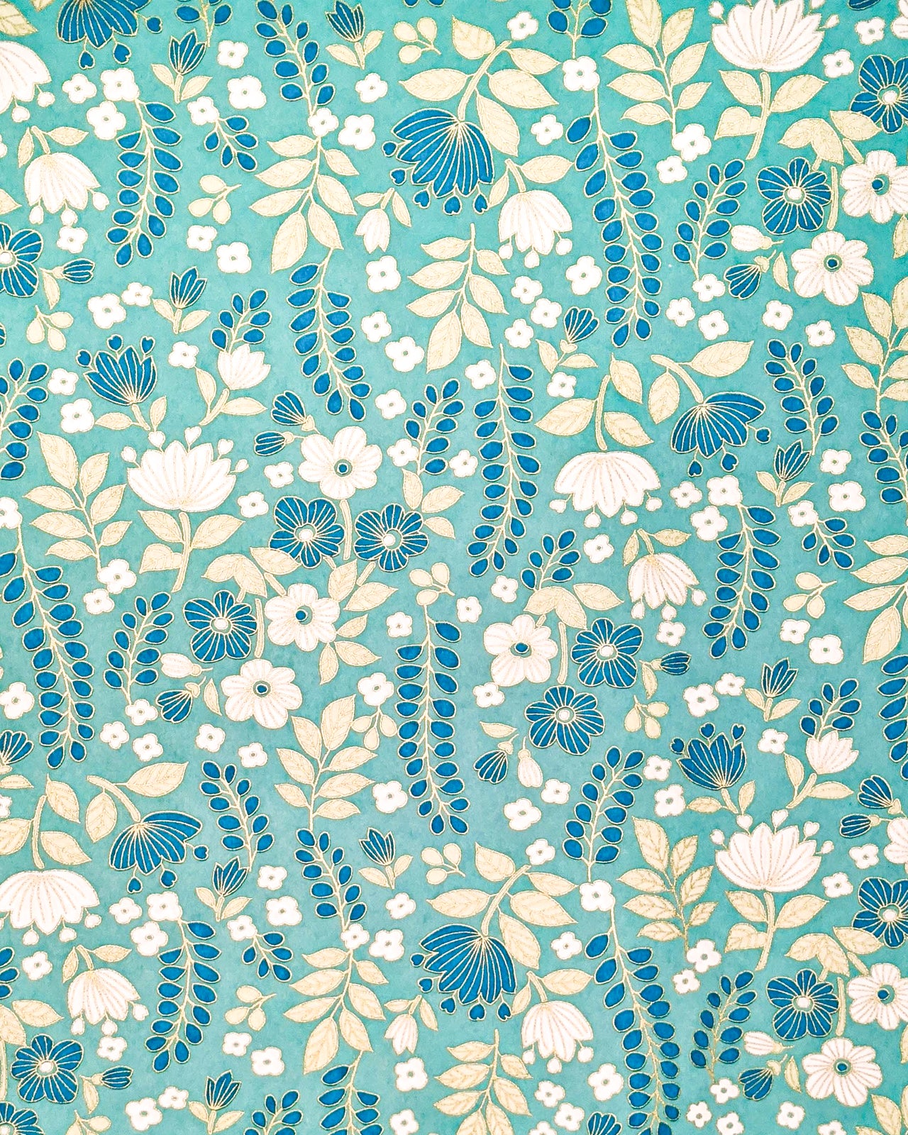 1051 Modern Flowers & Wisteria on Turquoise