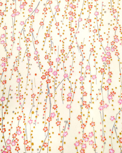 0192 Red & Pink Plum Blossoms on Cream