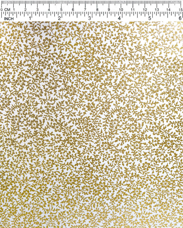 0213 Gold Floral on White