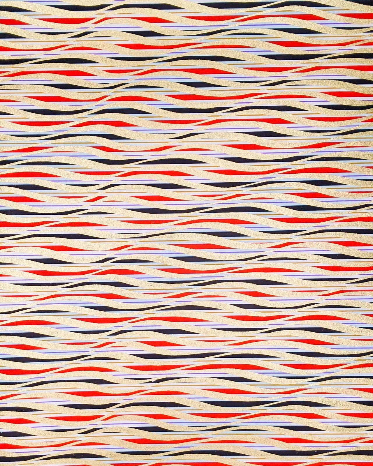 0272 Gold Swirls on Red White Black