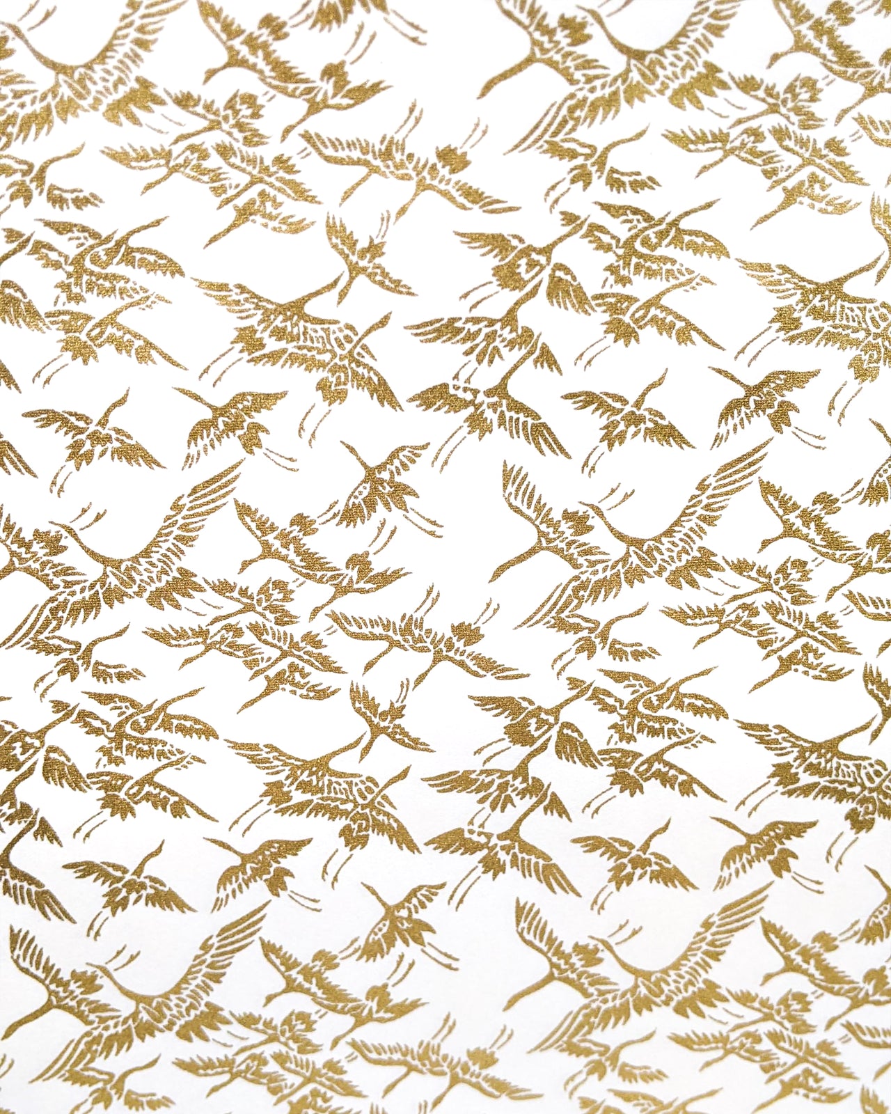 0330 Gold Cranes on White