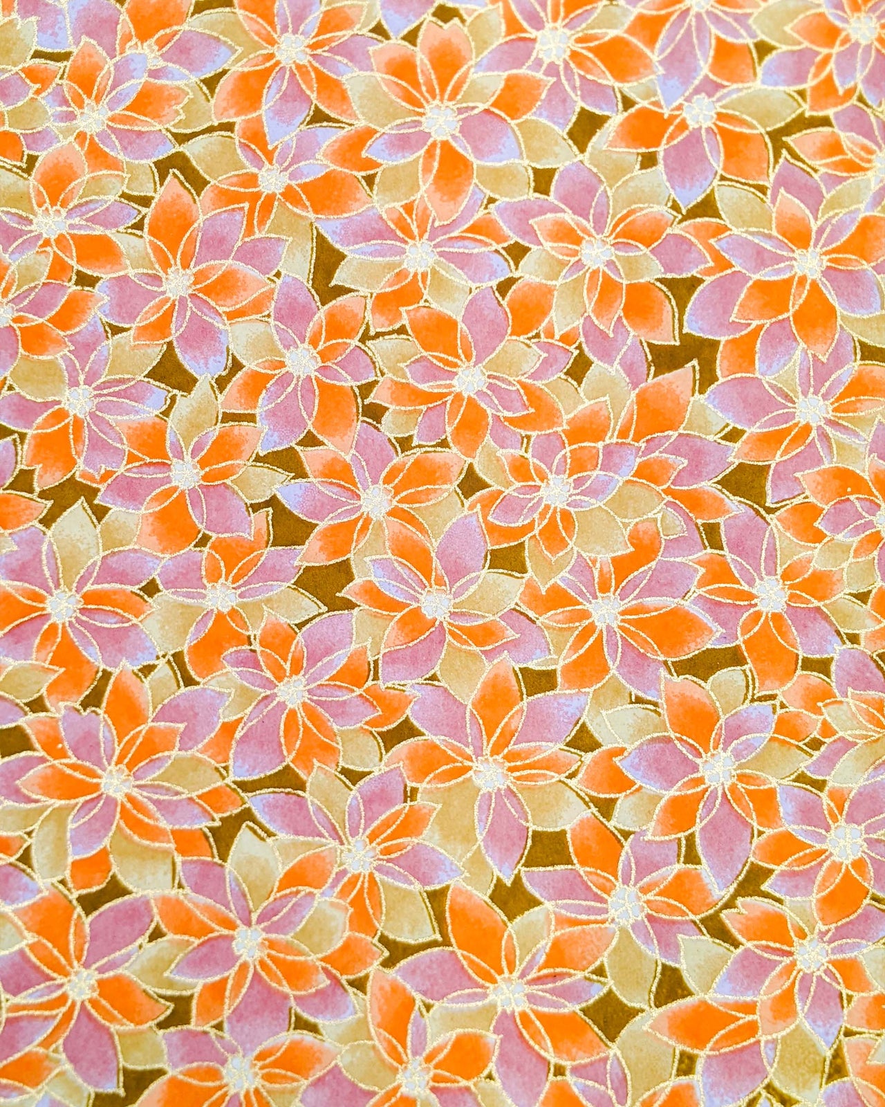 0487 Orange & Pink Lotuses on Brown