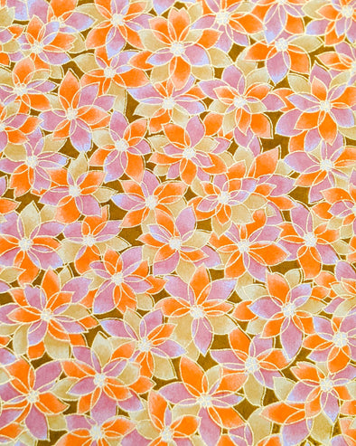 0487 Orange & Pink Lotuses on Brown