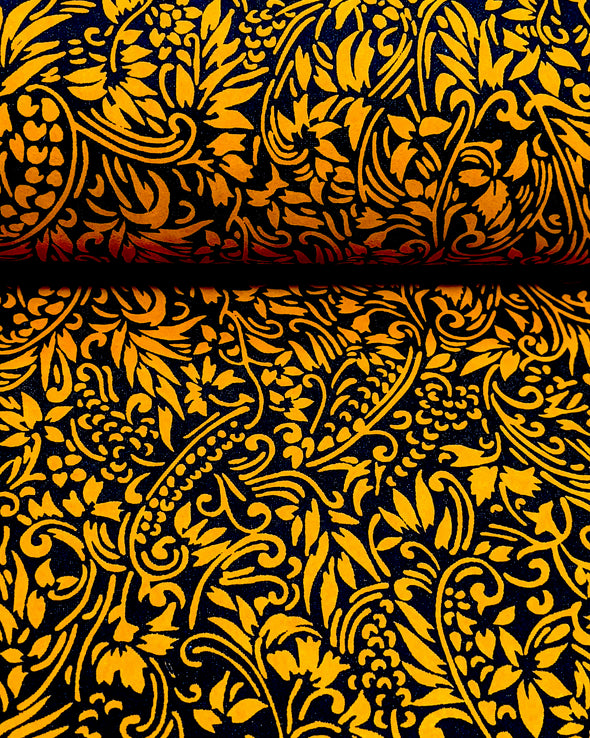 0556 Orange Abstract Floral on Black