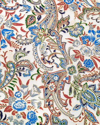 0560 Blue & Red Floral Paisley on White
