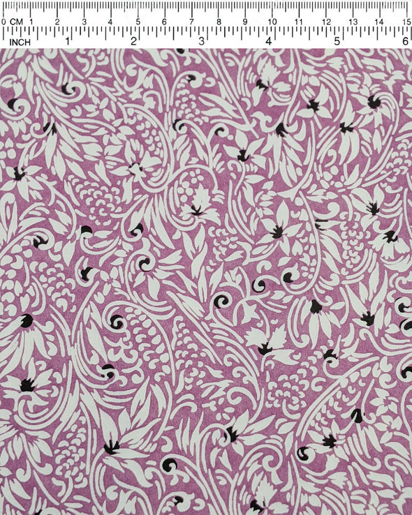 0590 White Abstract Floral on Purple