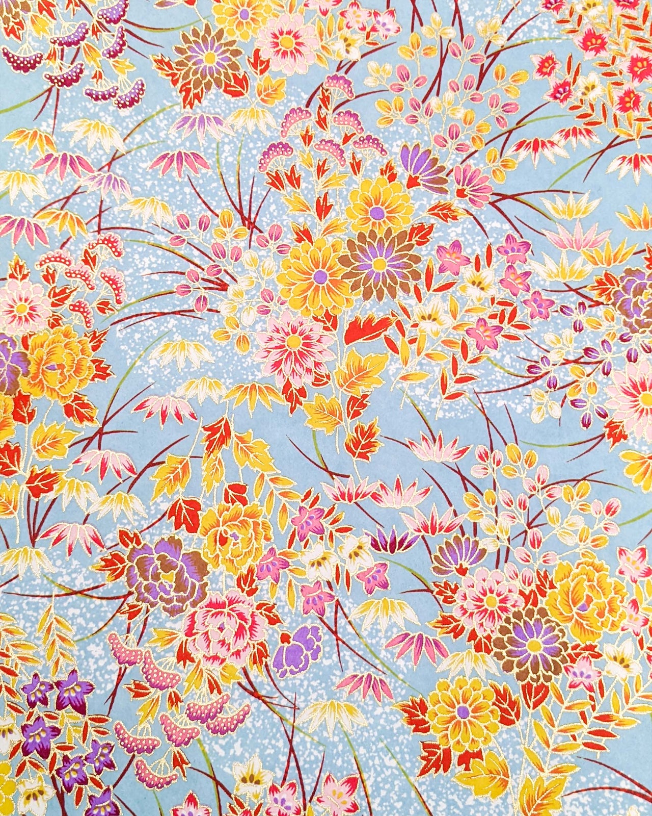 0613 Spring Flowers on Light Blue