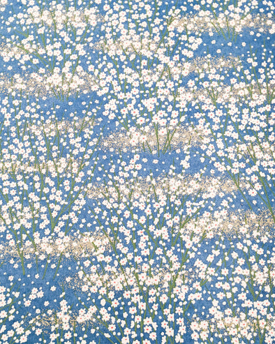 0678 White Flower Bushes on Blue