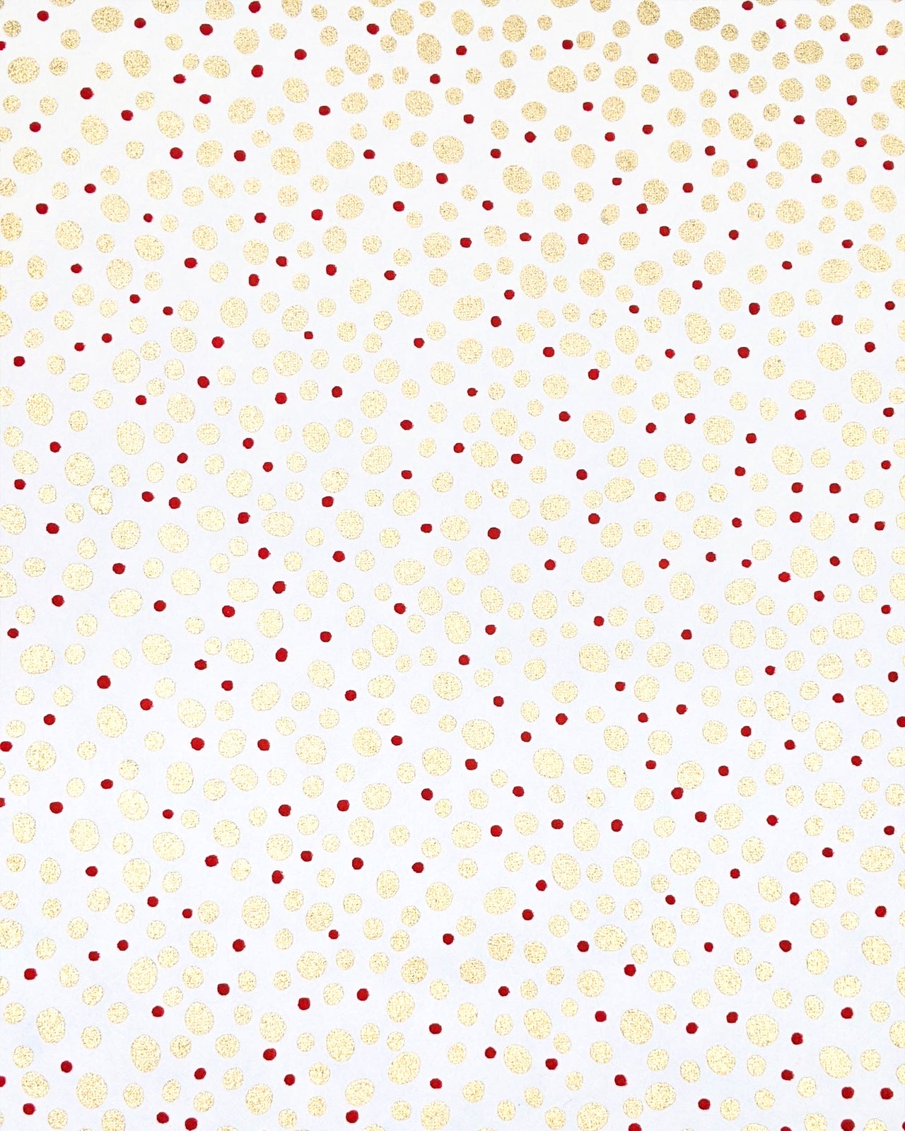 0720 Red & Gold Dots on White