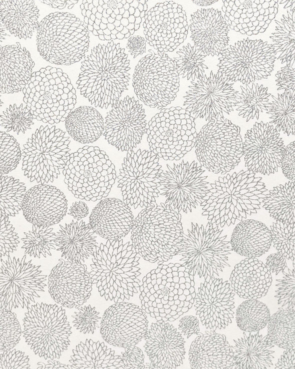 0739 Small Silver Chyrsanthemums on White