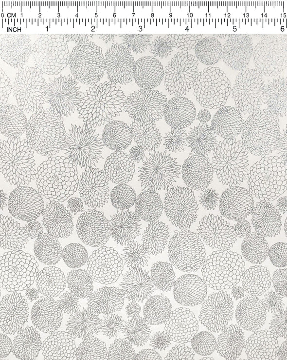 0739 Small Silver Chyrsanthemums on White