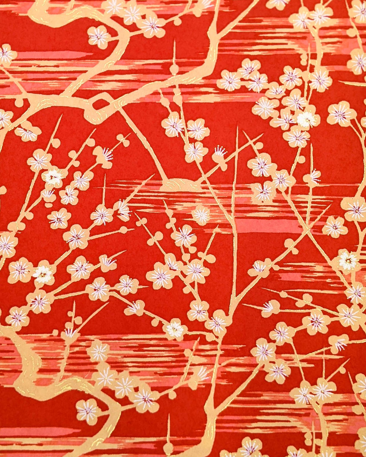 0746 Plum Blossom Branches on Red