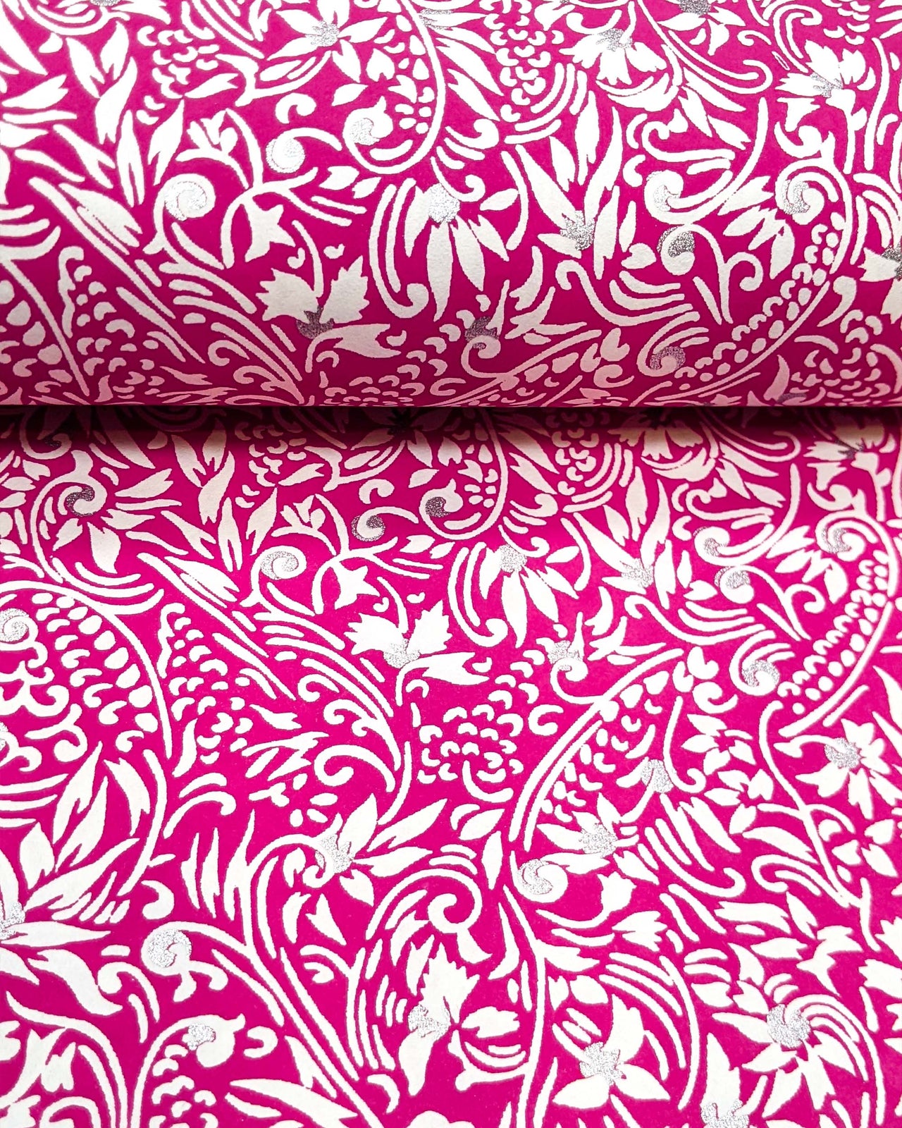 0748 White Abstract Floral on Pink