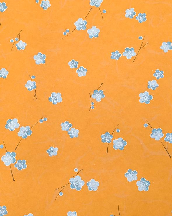 0765 Blue Plum Blossoms on Orange