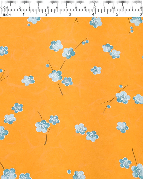 0765 Blue Plum Blossoms on Orange
