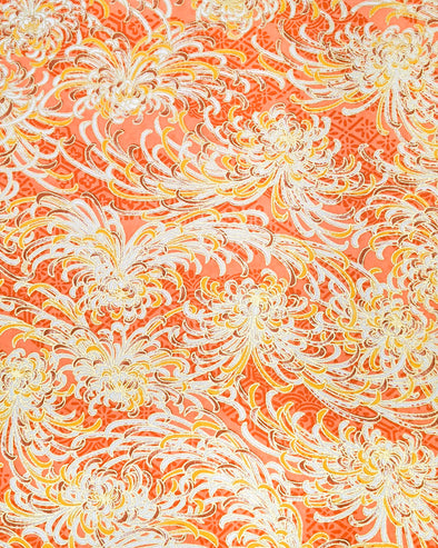 0793 White & Orange Chrysanthemums on Orange
