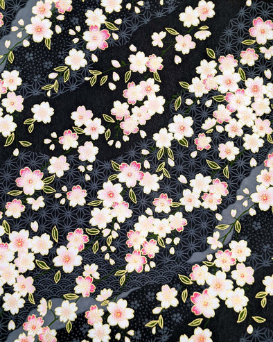 0796 Pink Cherry Blossoms on Black