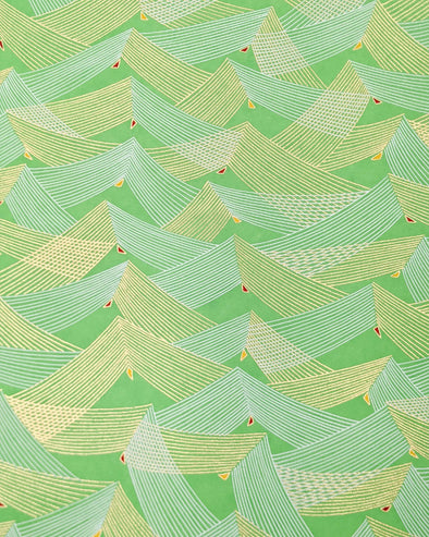 0803 Gold & White Triangles on Green