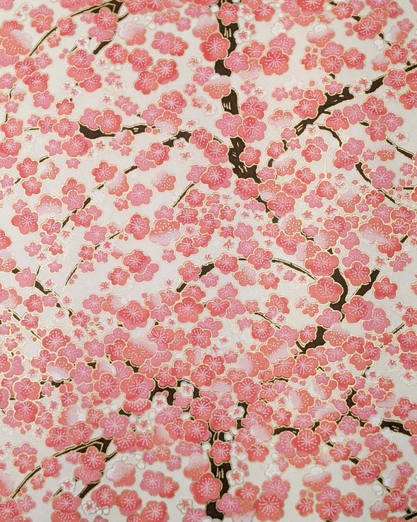 0805 Light Pink & White Plum Blossom Tree on Cream