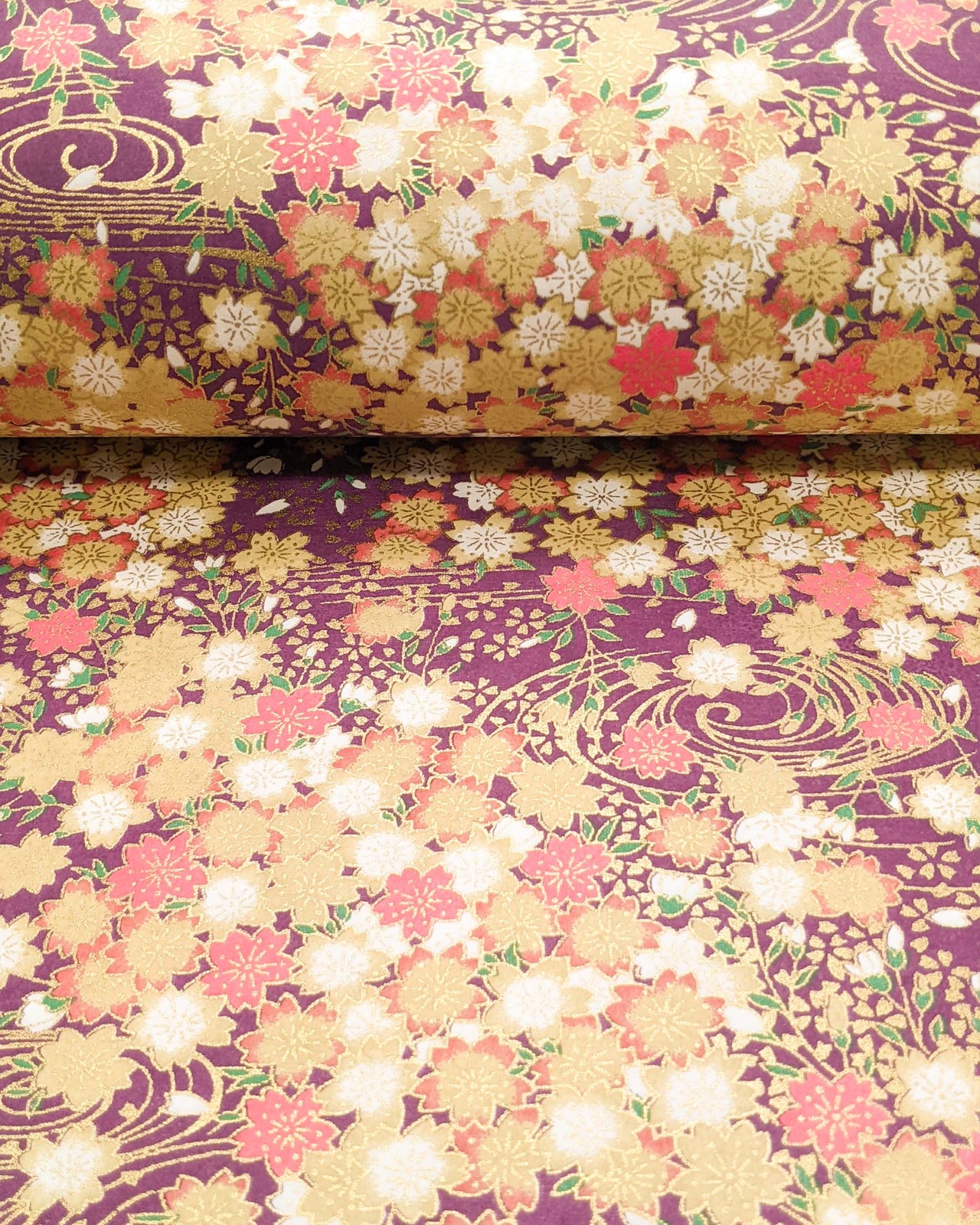 0825 Pink & Cream Cherry Blossoms on Purple