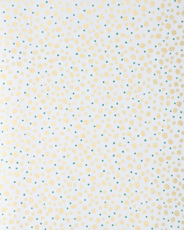 0843 Turquoise & Gold Dots on White