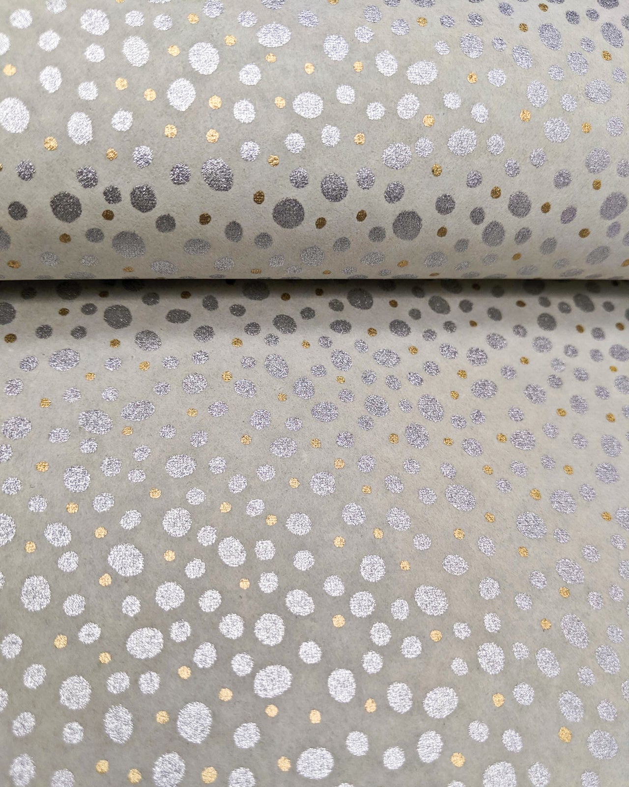 0844 Silver & Gold Dots on Gray