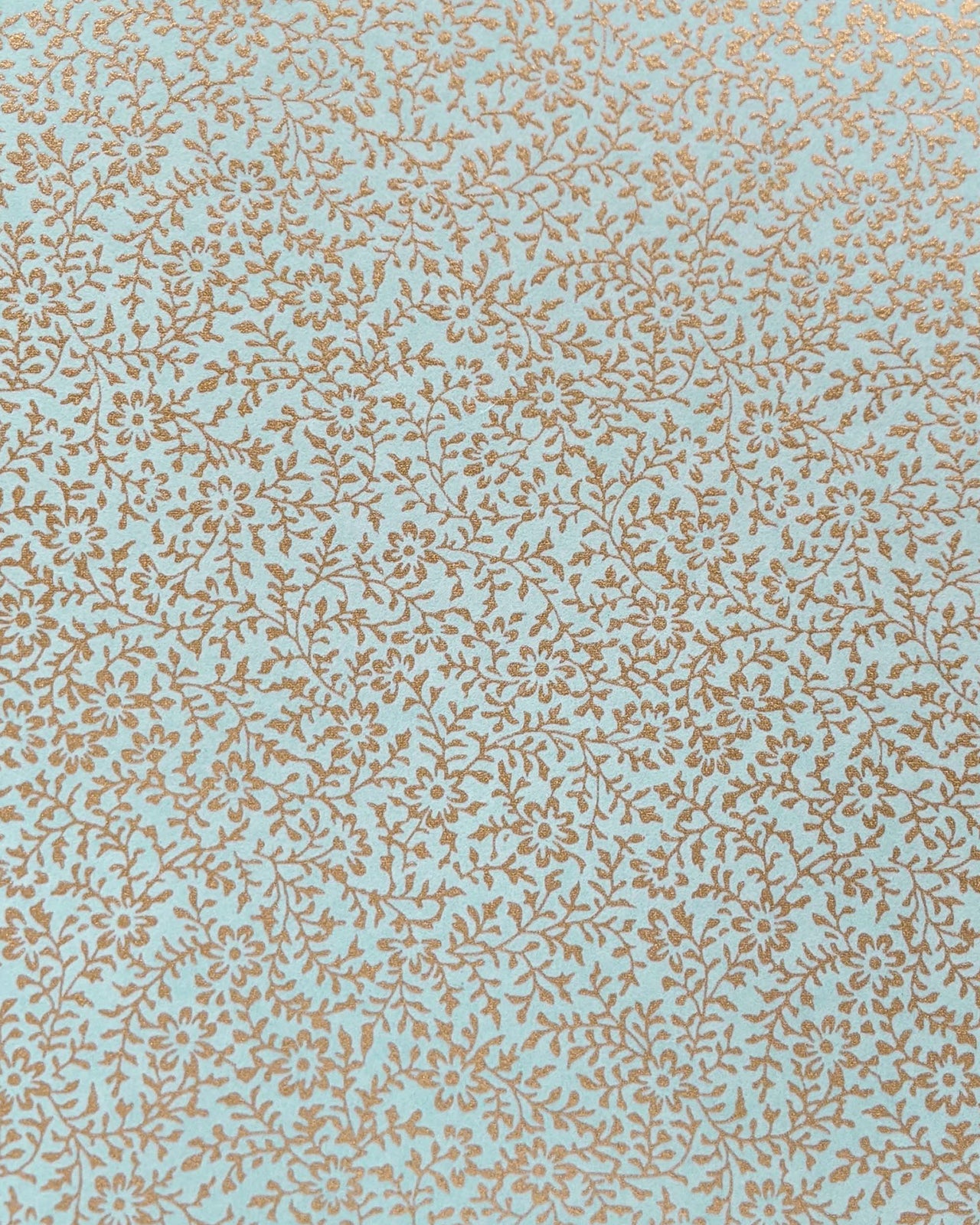 0853 Gold Floral on Turquoise