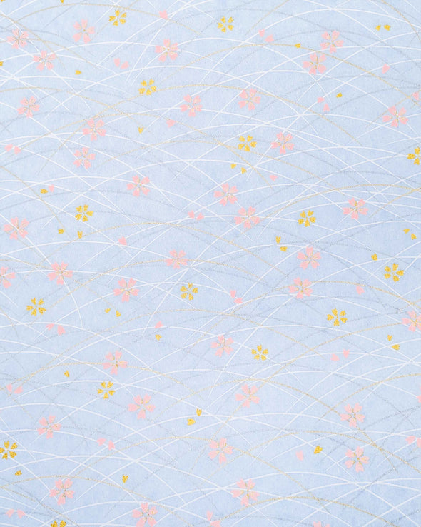 0868 Pink & Gold Cherry Blossoms on Light Blue