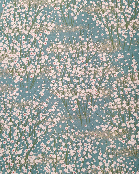 0880 White Flower Bushes on Turquoise