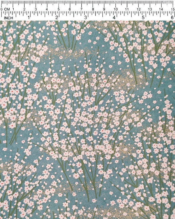 0880 White Flower Bushes on Turquoise