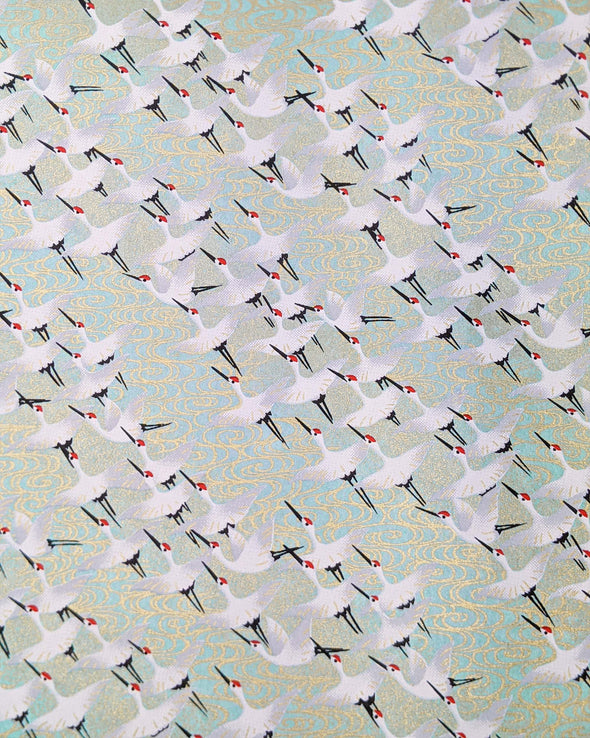0901 Flock of Cranes on Turquoise