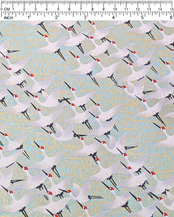 0901 Flock of Cranes on Turquoise
