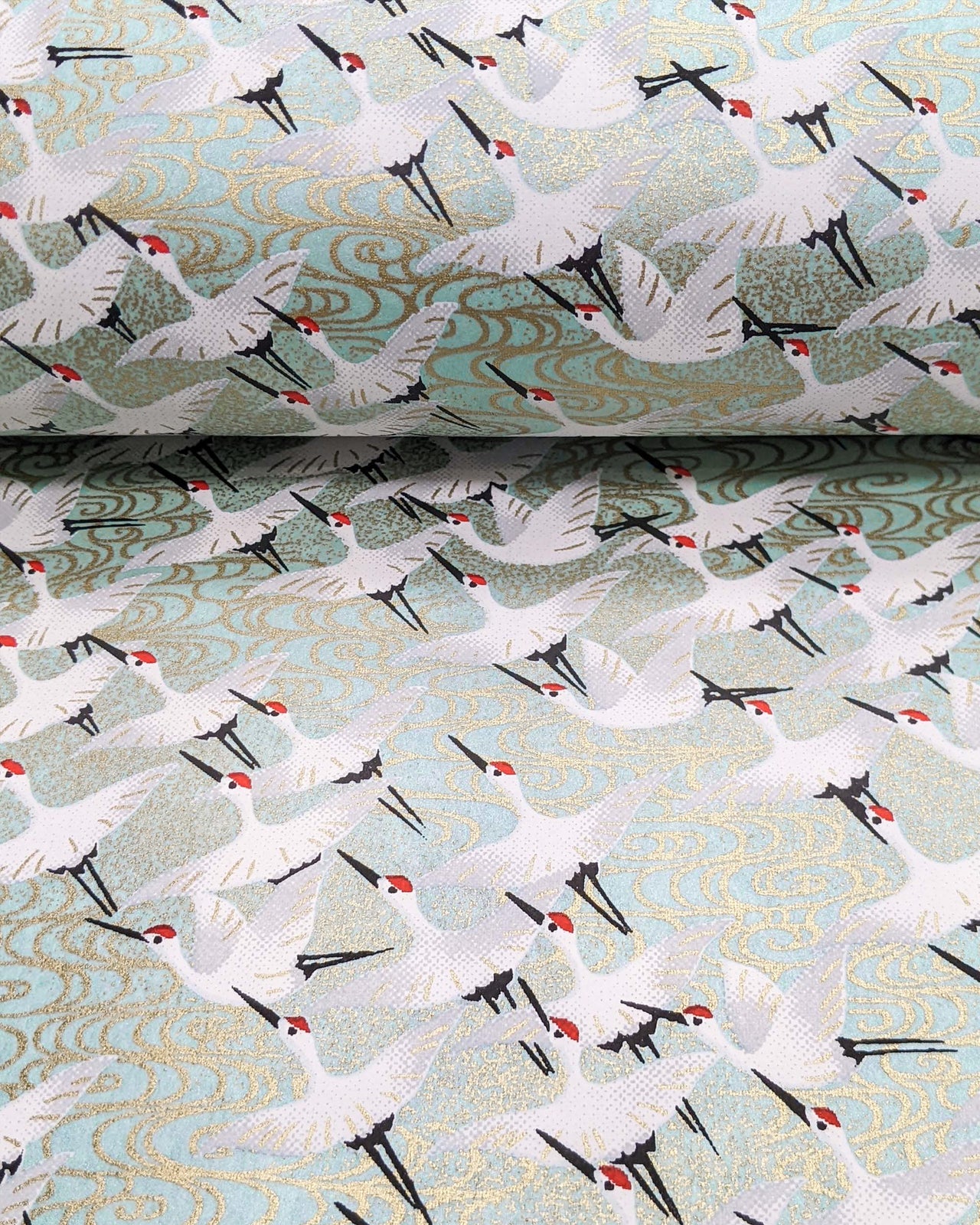 0901 Flock of Cranes on Turquoise