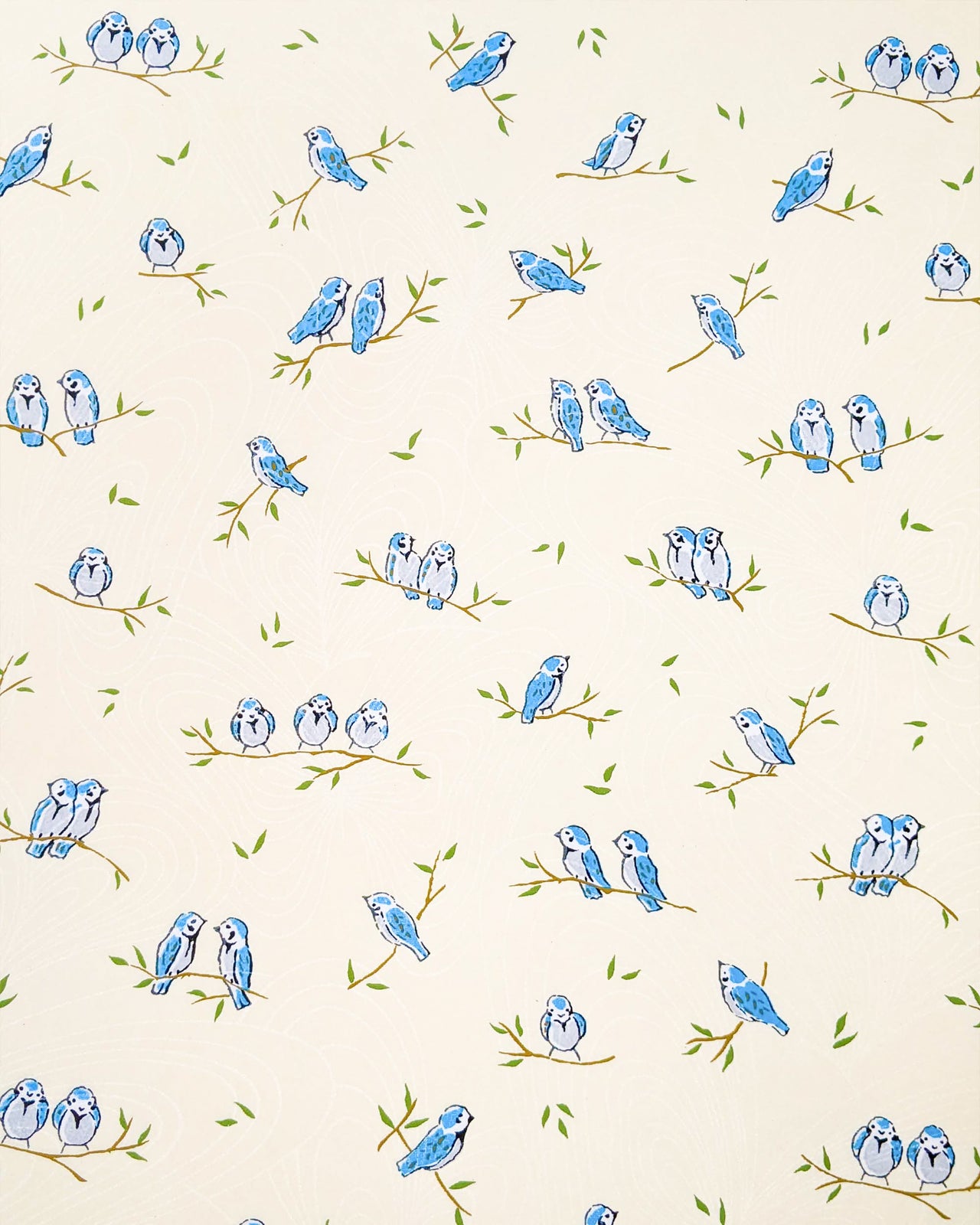 0907 Blue Birds on Cream