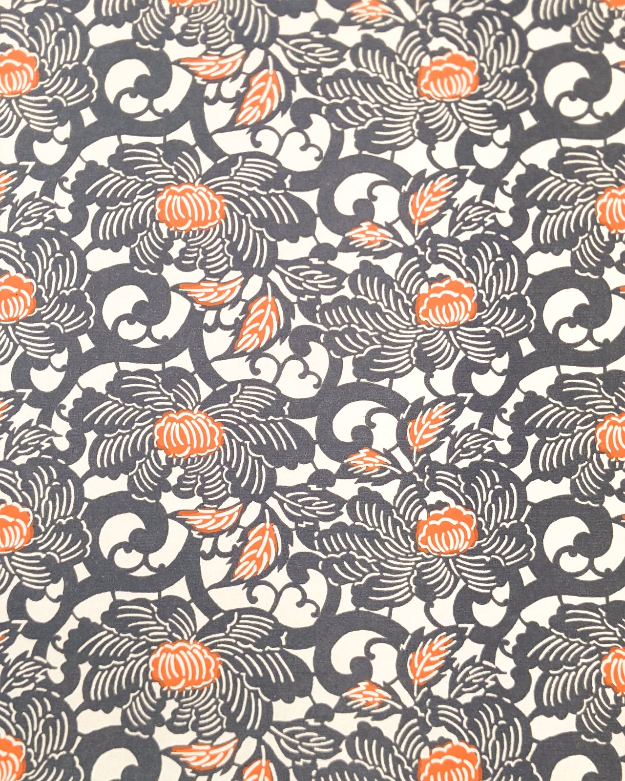 0961 Large Gray & Orange Peonies