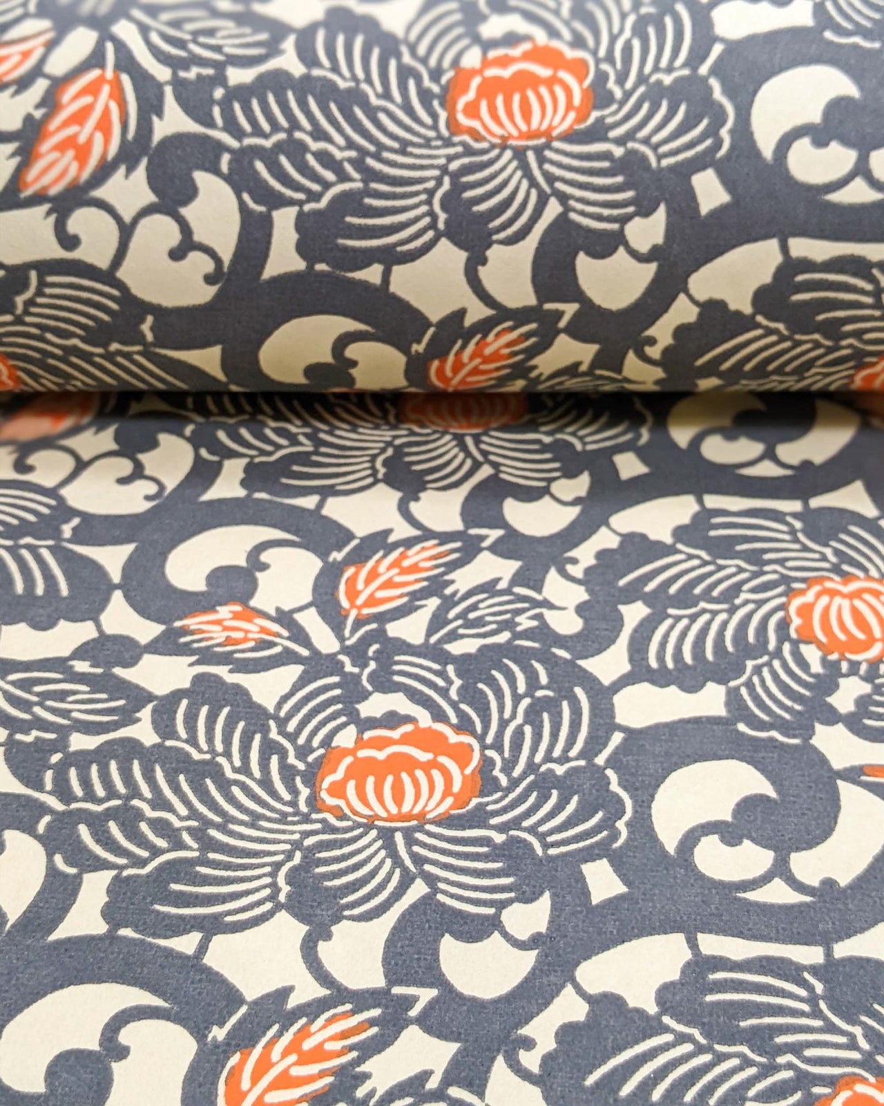 0961 Large Gray & Orange Peonies